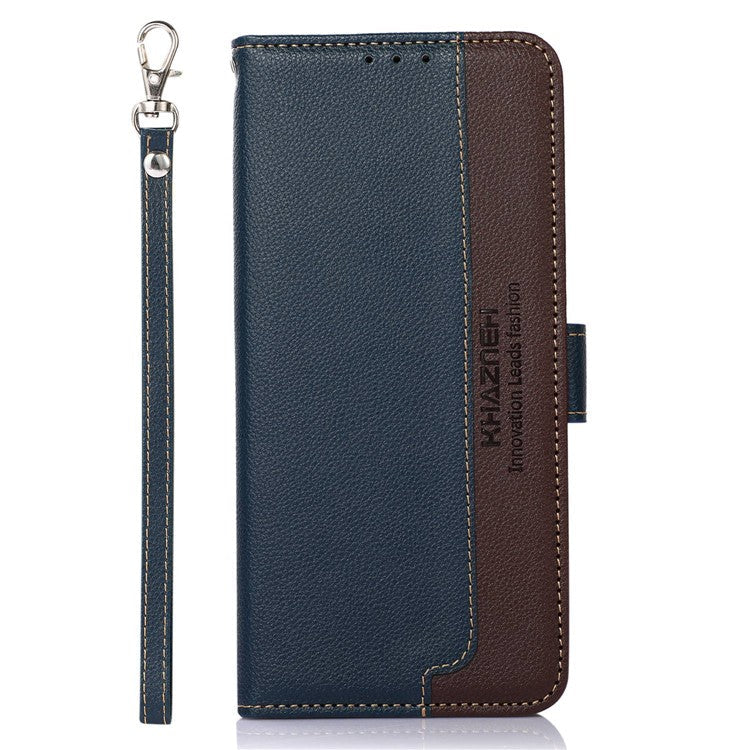 KHAZNEH For Asus Zenfone 10 5G PU Leather Case Litchi Texture Wallet RFID Blocking Stand Phone Cover - Blue