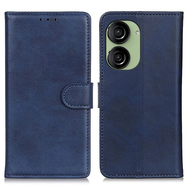 For Asus Zenfone 10 5G PU Leather Wallet Phone Case Cowhide Texture Flip Stand Cover - Blue