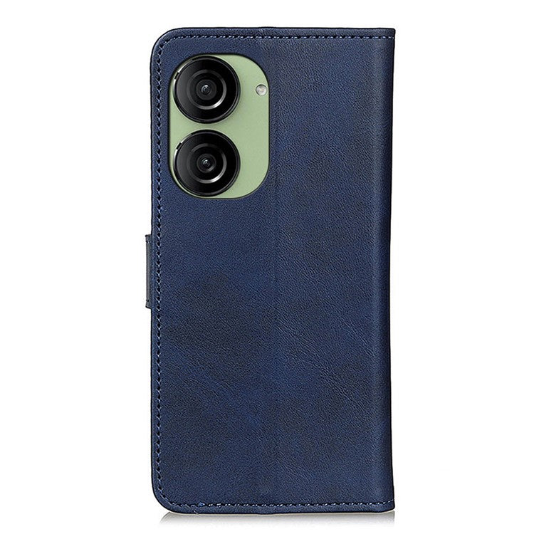 For Asus Zenfone 10 5G PU Leather Wallet Phone Case Cowhide Texture Flip Stand Cover - Blue