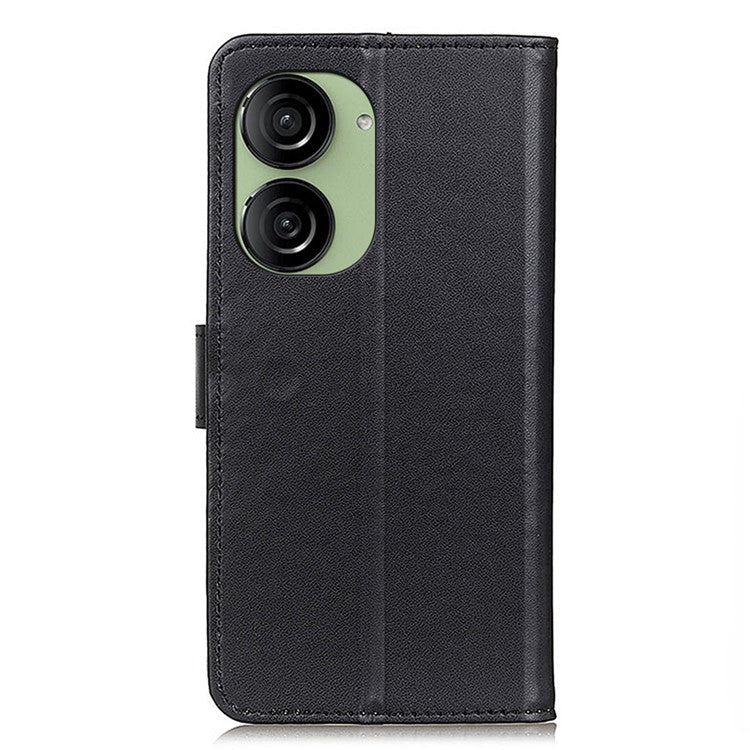 For Asus Zenfone 10 5G Textured PU Leather Cover Shockproof Wallet Stand Phone Case - Black