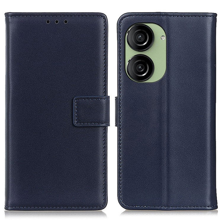 For Asus Zenfone 10 5G Textured PU Leather Cover Shockproof Wallet Stand Phone Case - Blue