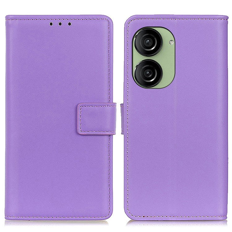 For Asus Zenfone 10 5G Textured PU Leather Cover Shockproof Wallet Stand Phone Case - Purple