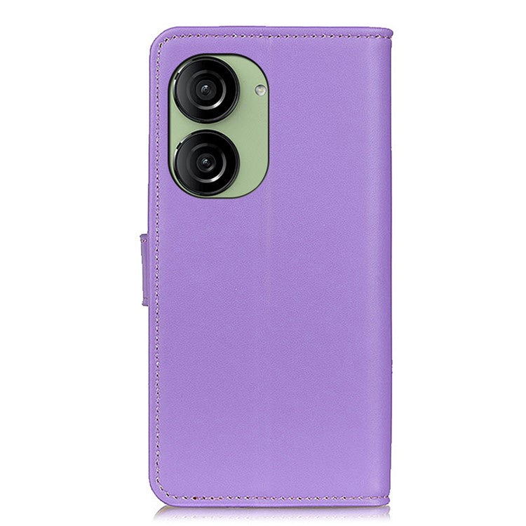 For Asus Zenfone 10 5G Textured PU Leather Cover Shockproof Wallet Stand Phone Case - Purple