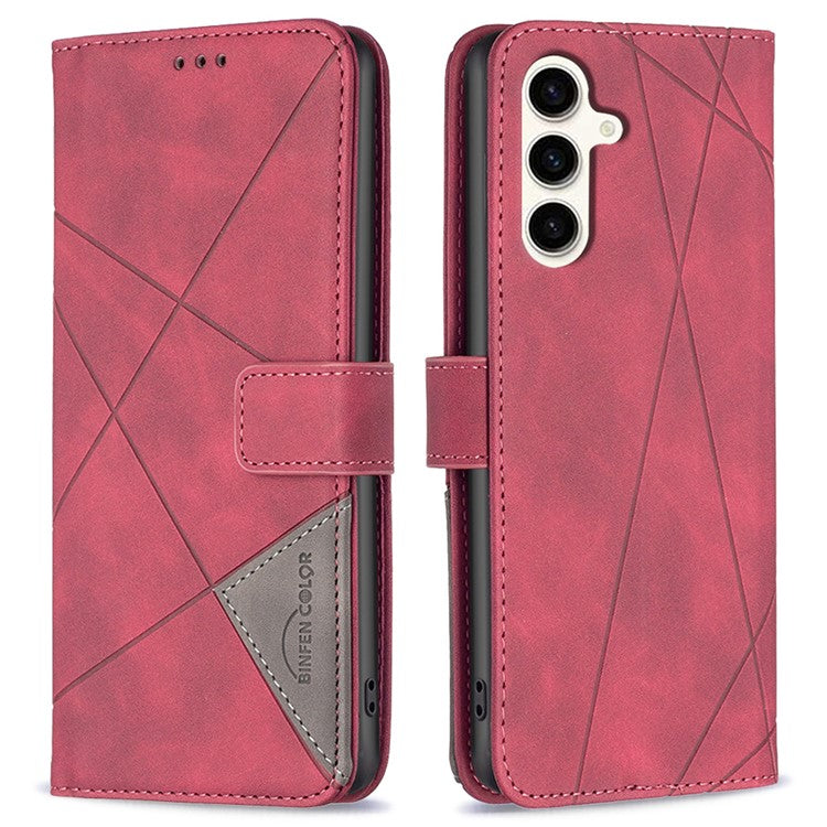 BINFEN COLOR BF05 For Samsung Galaxy S23 FE Imprinted Stand Phone Case PU Leather Wallet Cover - Red