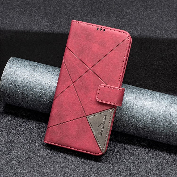 BINFEN COLOR BF05 For Samsung Galaxy S23 FE Imprinted Stand Phone Case PU Leather Wallet Cover - Red