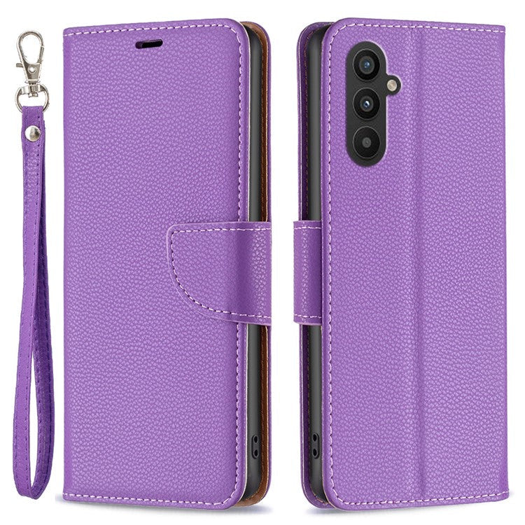 For Samsung Galaxy A25 5G (Global) (161.0 x 76.5 x 8.3mm) PU Leather Phone Case Wallet with Strap - Purple