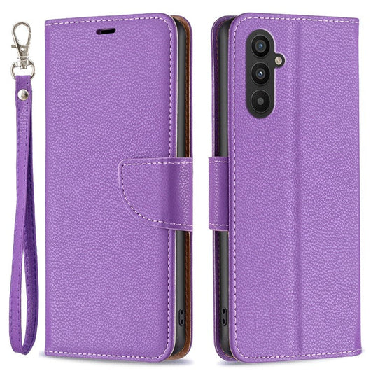 For Samsung Galaxy A25 5G (Global) (161.0 x 76.5 x 8.3mm) PU Leather Phone Case Wallet with Strap - Purple