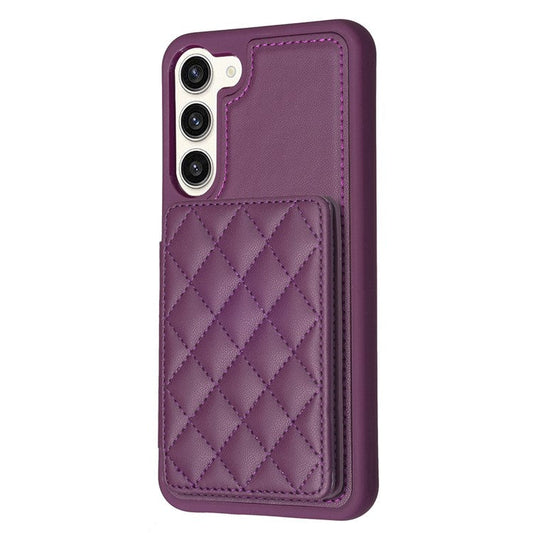 BF25 Phone Case for Samsung Galaxy S23+ Card Holder Kickstand PU Leather Coated TPU Back Cover - Dark Purple