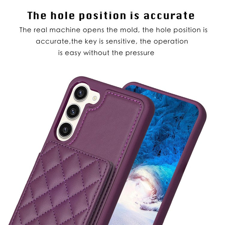 BF25 Phone Case for Samsung Galaxy S23+ Card Holder Kickstand PU Leather Coated TPU Back Cover - Dark Purple
