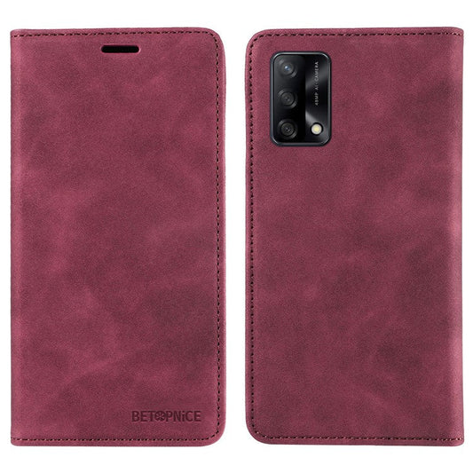 BETOPNICE 003 For Oppo A74 4G / F19 / F19s / A95 4G / Reno6 Lite RFID Blocking Flip Stand Leather Phone Case Wallet Cover - Red