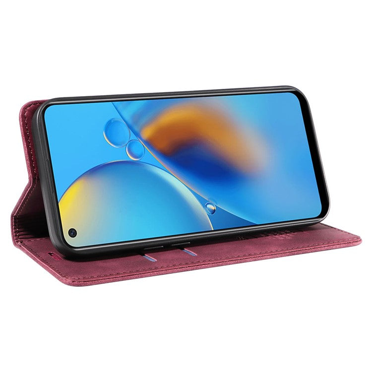 BETOPNICE 003 For Oppo A74 4G / F19 / F19s / A95 4G / Reno6 Lite RFID Blocking Flip Stand Leather Phone Case Wallet Cover - Red