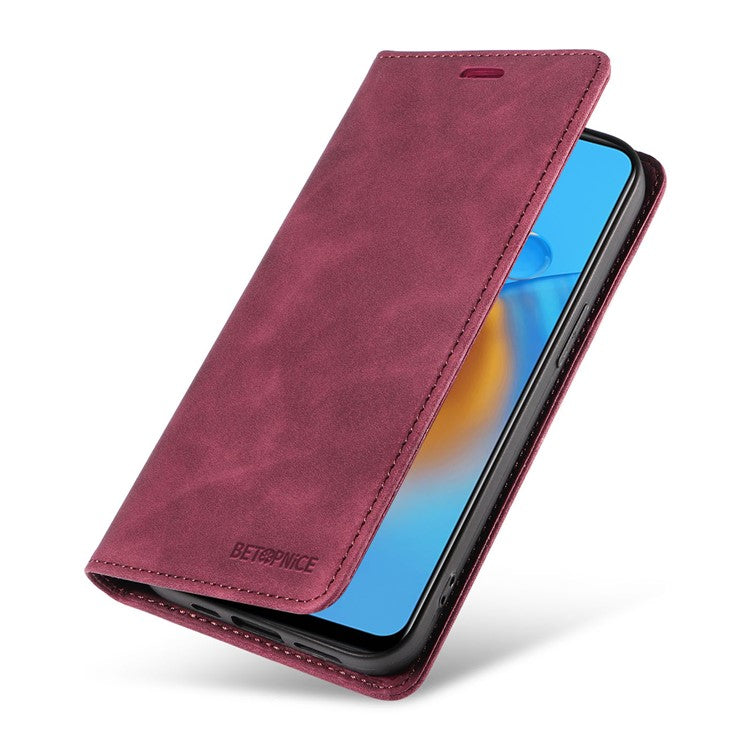 BETOPNICE 003 For Oppo A74 4G / F19 / F19s / A95 4G / Reno6 Lite RFID Blocking Flip Stand Leather Phone Case Wallet Cover - Red