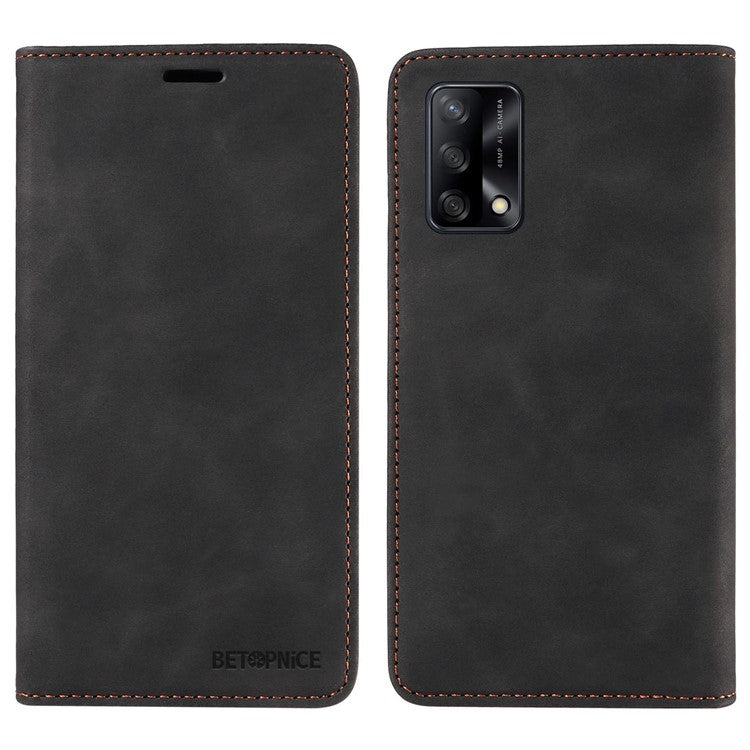 BETOPNICE 003 For Oppo A74 4G / F19 / F19s / A95 4G / Reno6 Lite RFID Blocking Flip Stand Leather Phone Case Wallet Cover - Black