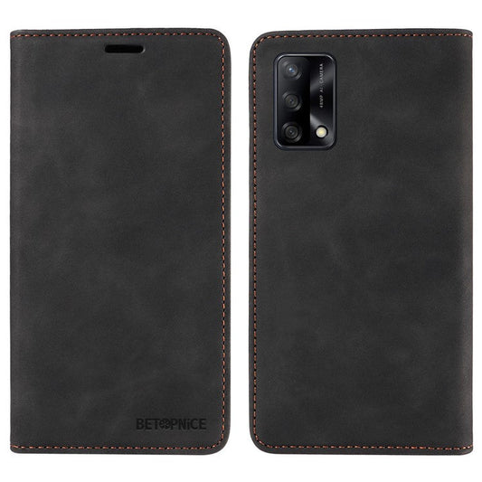 BETOPNICE 003 For Oppo A74 4G / F19 / F19s / A95 4G / Reno6 Lite RFID Blocking Flip Stand Leather Phone Case Wallet Cover - Black