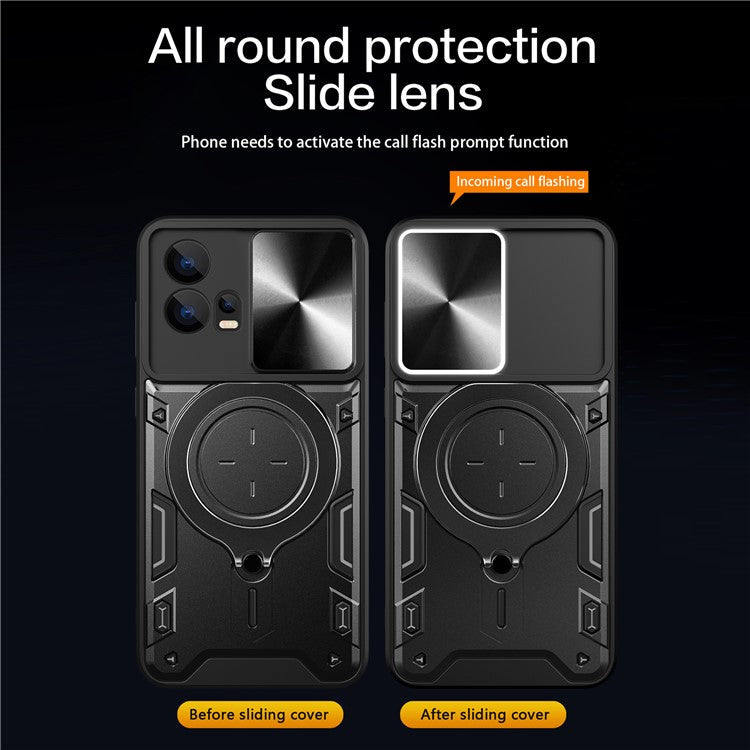 For Motorola Edge 30 Fusion 5G / Moto S30 Pro 5G Phone Cover Slide Camera Lid PC+TPU Case with Ring Kickstand - Silver