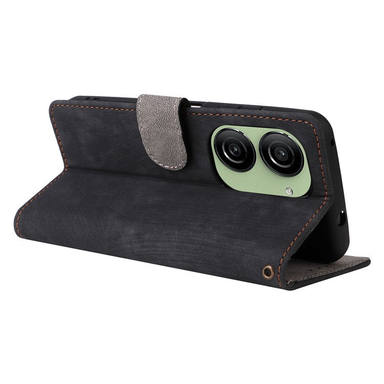 For Asus Zenfone 10 5G / Zenfone 9 5G Phone Case Wallet Stand Magnetic PU Leather RFID Blocking Cover with Strap - Black