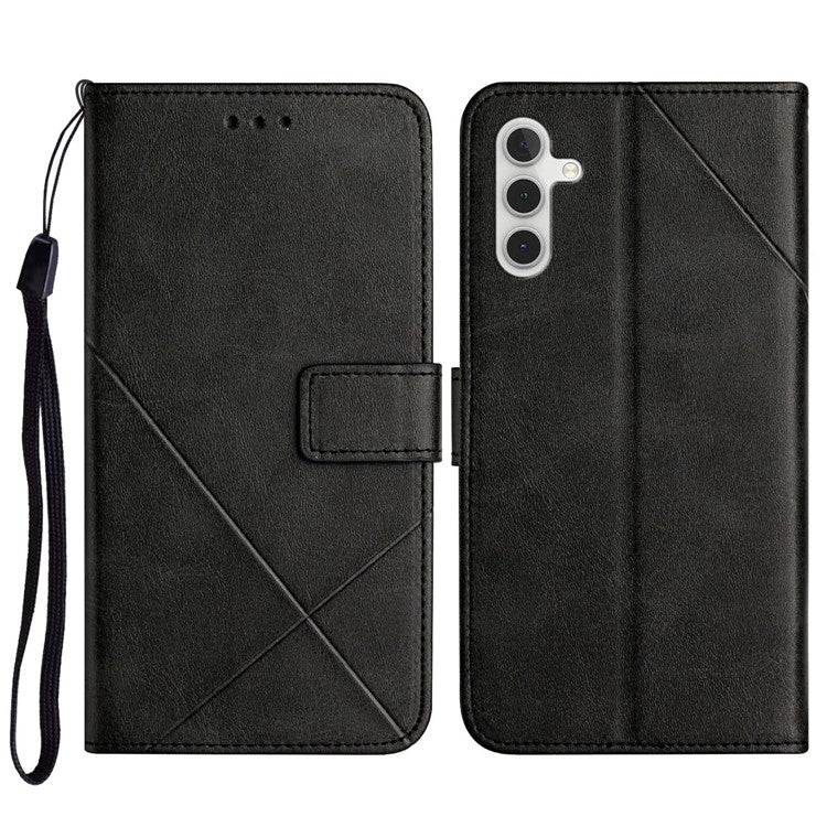 Leather Phone Cover for Samsung Galaxy S23 FE , Wallet Stand Imprinted Phone Case - Black