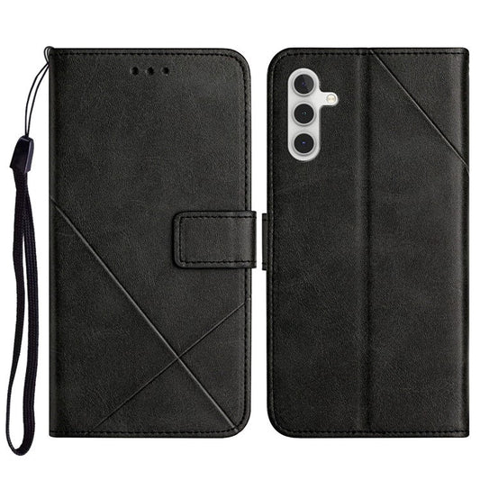 Leather Phone Cover for Samsung Galaxy S23 FE , Wallet Stand Imprinted Phone Case - Black