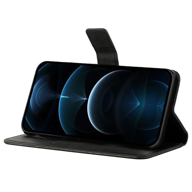 Leather Phone Cover for Samsung Galaxy S23 FE , Wallet Stand Imprinted Phone Case - Black