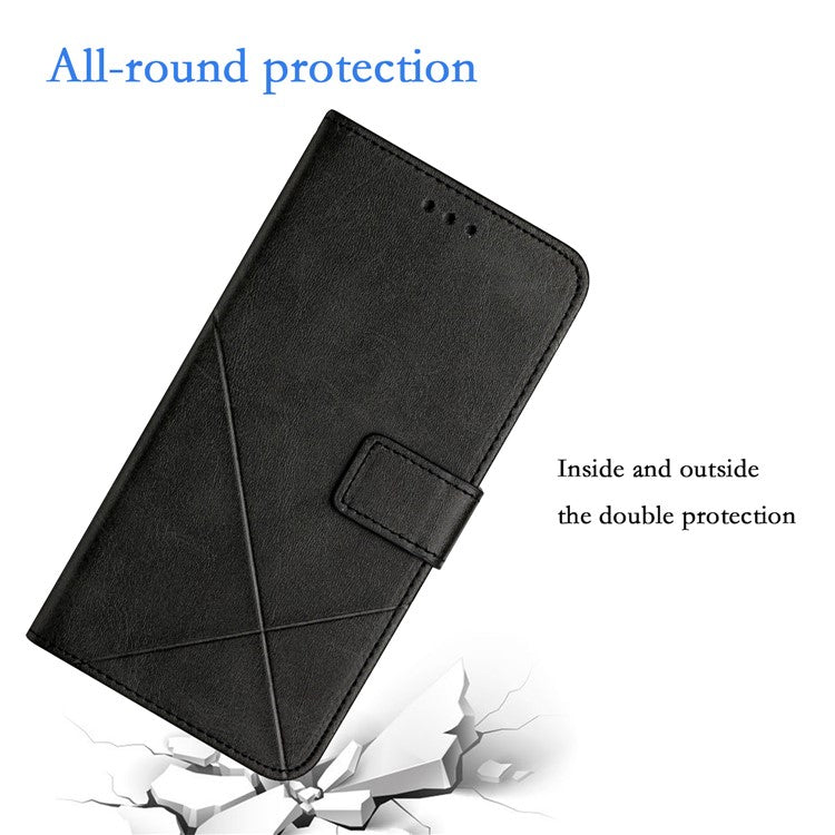 Leather Phone Cover for Samsung Galaxy S23 FE , Wallet Stand Imprinted Phone Case - Black
