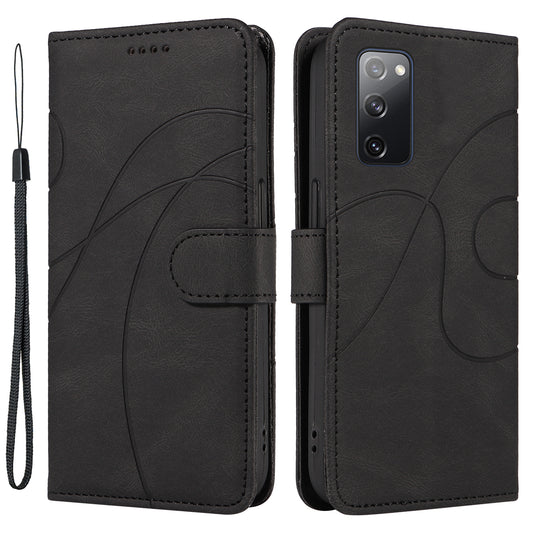 For Samsung Galaxy S20 FE 5G / S20 FE / S20 FE 2022 / S20 Lite Wallet Leather Phone Cover Imprinted Stand Case - Black