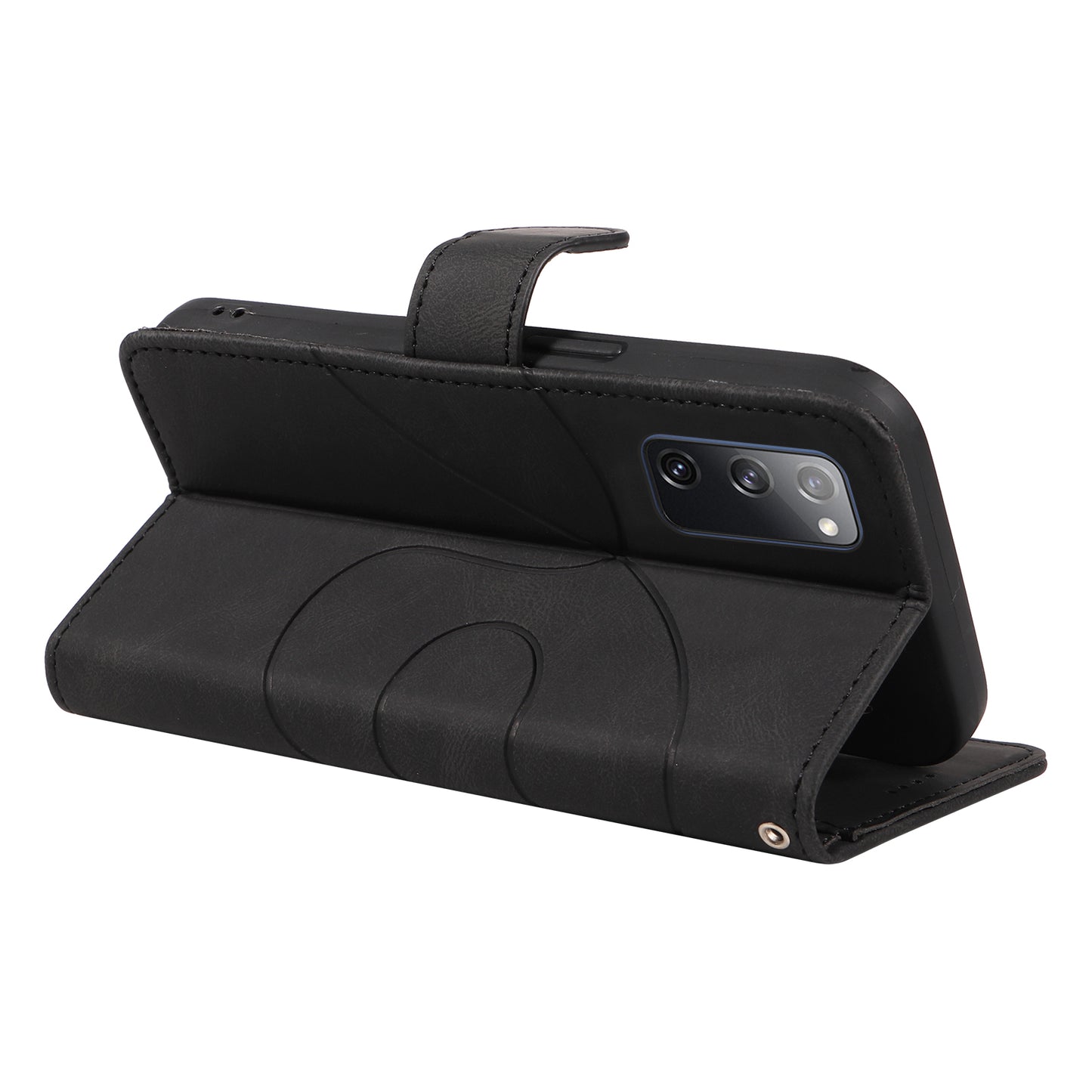 For Samsung Galaxy S20 FE 5G / S20 FE / S20 FE 2022 / S20 Lite Wallet Leather Phone Cover Imprinted Stand Case - Black
