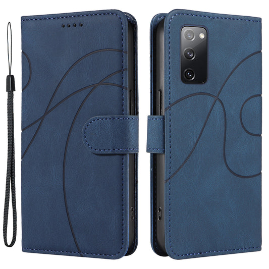 For Samsung Galaxy S20 FE 5G / S20 FE / S20 FE 2022 / S20 Lite Wallet Leather Phone Cover Imprinted Stand Case - Blue