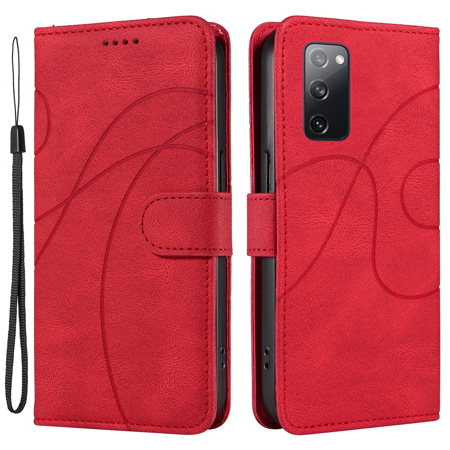 For Samsung Galaxy S20 FE 5G / S20 FE / S20 FE 2022 / S20 Lite Wallet Leather Phone Cover Imprinted Stand Case - Red