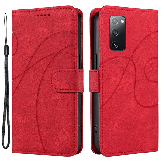 For Samsung Galaxy S20 FE 5G / S20 FE / S20 FE 2022 / S20 Lite Wallet Leather Phone Cover Imprinted Stand Case - Red