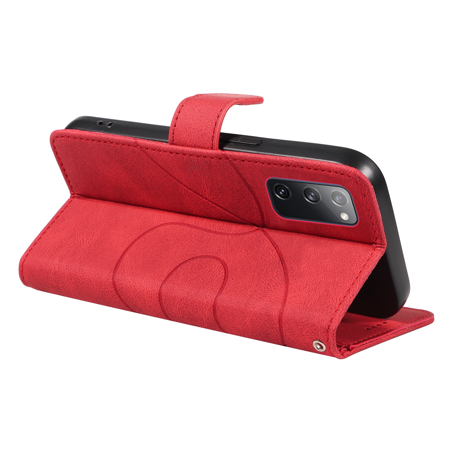 For Samsung Galaxy S20 FE 5G / S20 FE / S20 FE 2022 / S20 Lite Wallet Leather Phone Cover Imprinted Stand Case - Red