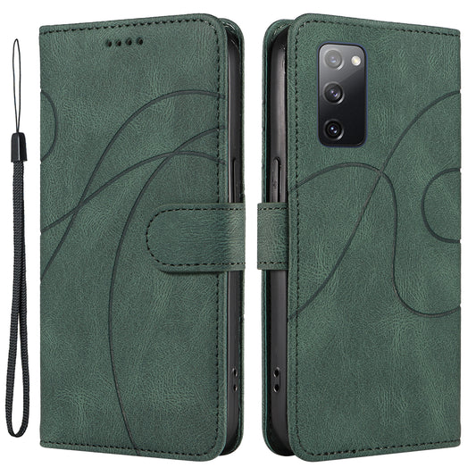 For Samsung Galaxy S20 FE 5G / S20 FE / S20 FE 2022 / S20 Lite Wallet Leather Phone Cover Imprinted Stand Case - Green