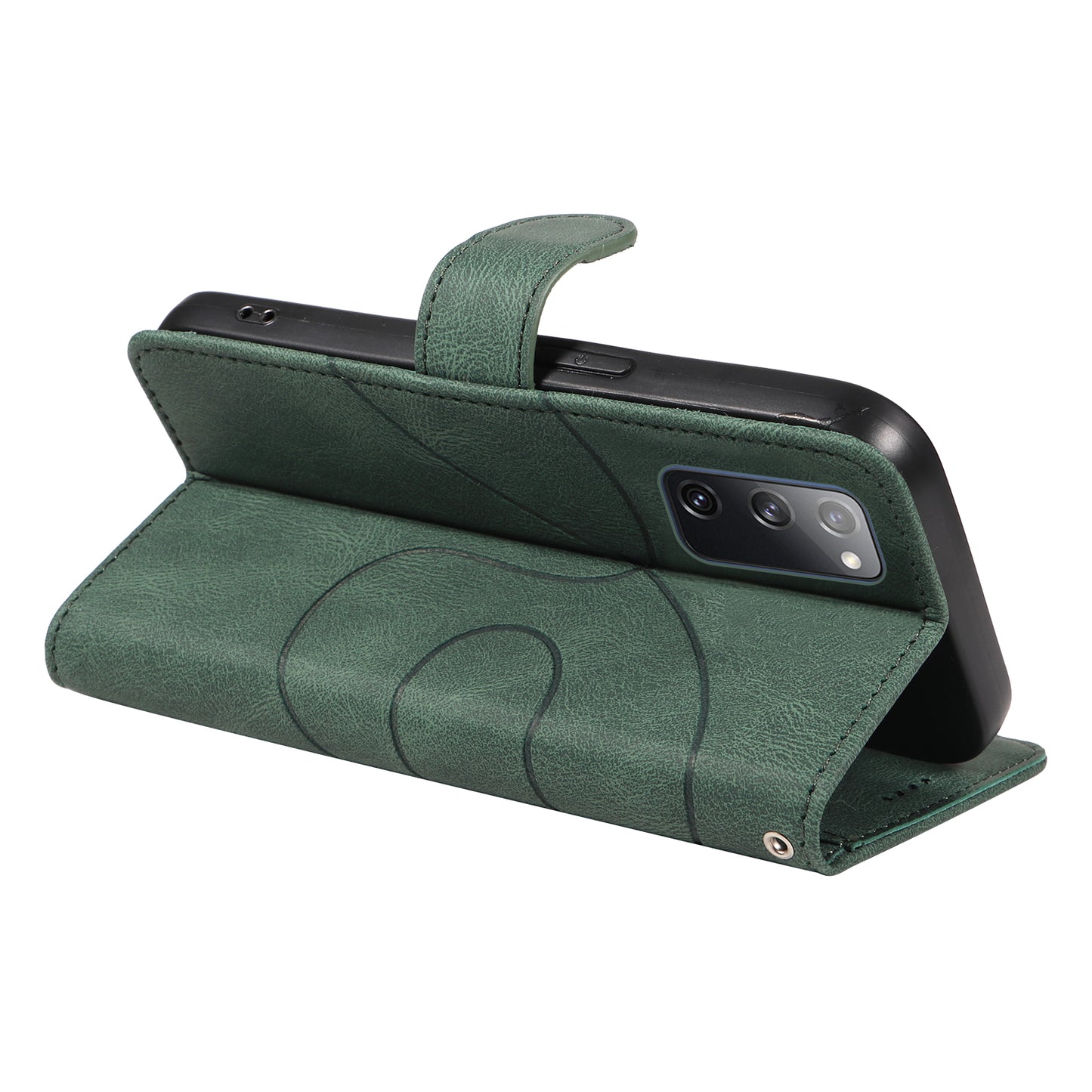 For Samsung Galaxy S20 FE 5G / S20 FE / S20 FE 2022 / S20 Lite Wallet Leather Phone Cover Imprinted Stand Case - Green