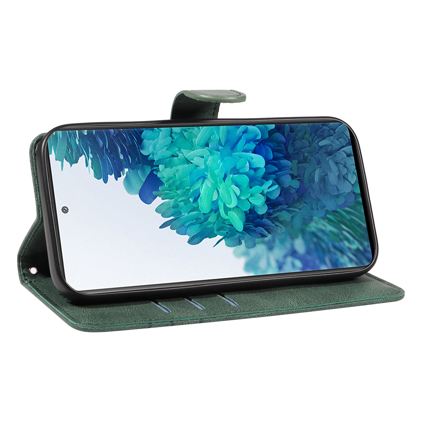 For Samsung Galaxy S20 FE 5G / S20 FE / S20 FE 2022 / S20 Lite Wallet Leather Phone Cover Imprinted Stand Case - Green
