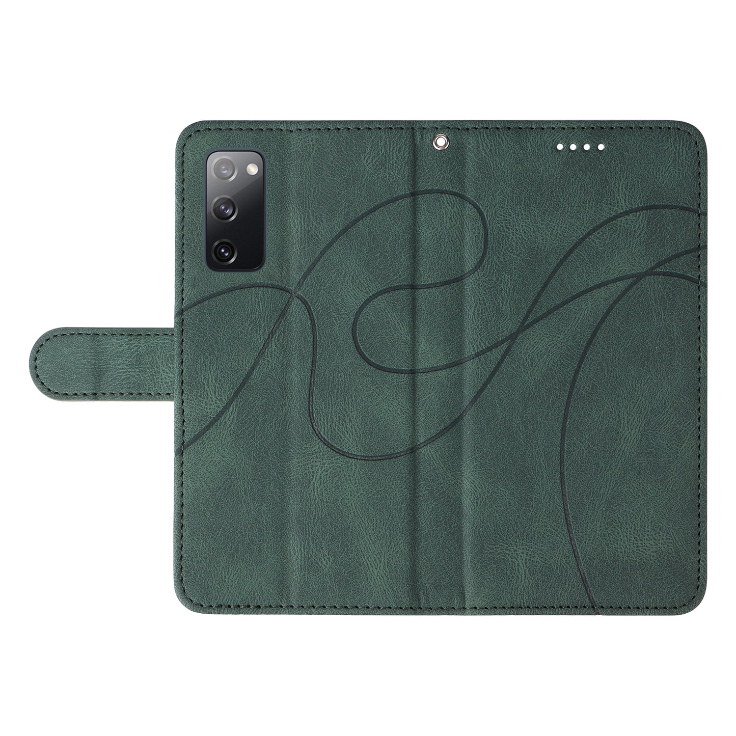 For Samsung Galaxy S20 FE 5G / S20 FE / S20 FE 2022 / S20 Lite Wallet Leather Phone Cover Imprinted Stand Case - Green