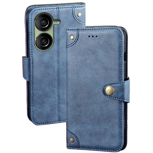 IDEWEI Shockproof Case for Asus Zenfone 10 5G Anti-Scratch PU Leather Wallet Phone Cover - Blue