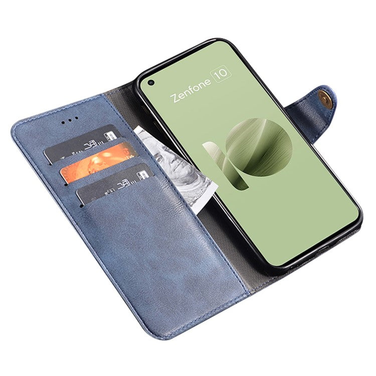 IDEWEI Shockproof Case for Asus Zenfone 10 5G Anti-Scratch PU Leather Wallet Phone Cover - Blue