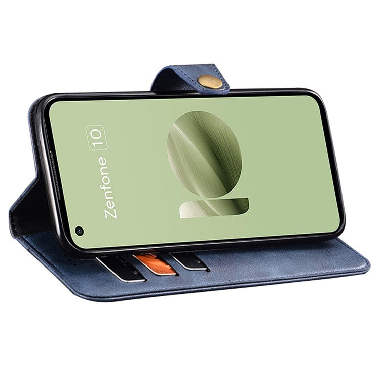 IDEWEI Shockproof Case for Asus Zenfone 10 5G Anti-Scratch PU Leather Wallet Phone Cover - Blue