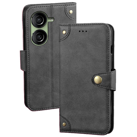 IDEWEI Shockproof Case for Asus Zenfone 10 5G Anti-Scratch PU Leather Wallet Phone Cover - Black