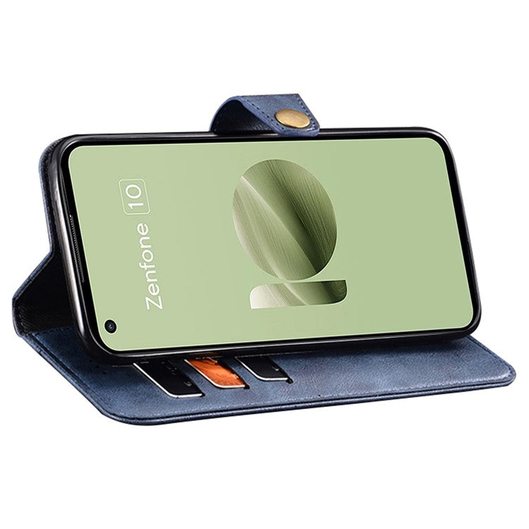 IDEWEI Shockproof Case for Asus Zenfone 10 5G Anti-Scratch PU Leather Wallet Phone Cover - Red