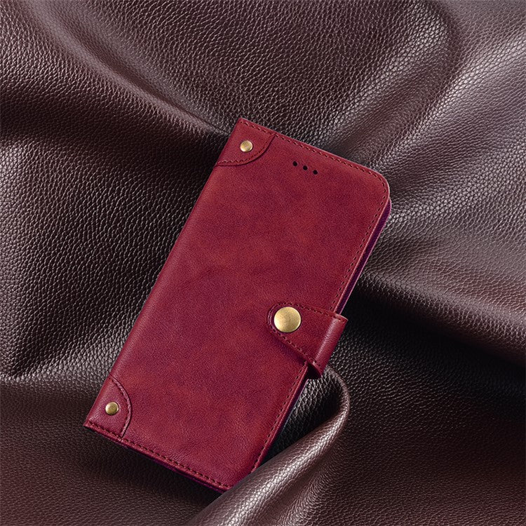 IDEWEI Shockproof Case for Asus Zenfone 10 5G Anti-Scratch PU Leather Wallet Phone Cover - Red