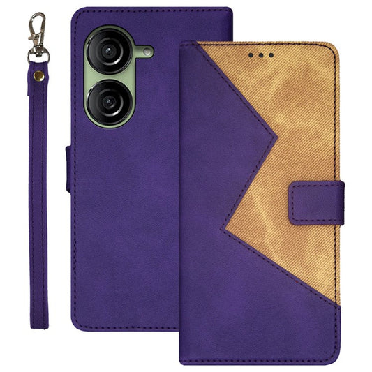 IDEWEI PU Leather Flip Cover for Asus Zenfone 10 5G Card Slots Splicing Color Anti-Drop Phone Case - Purple