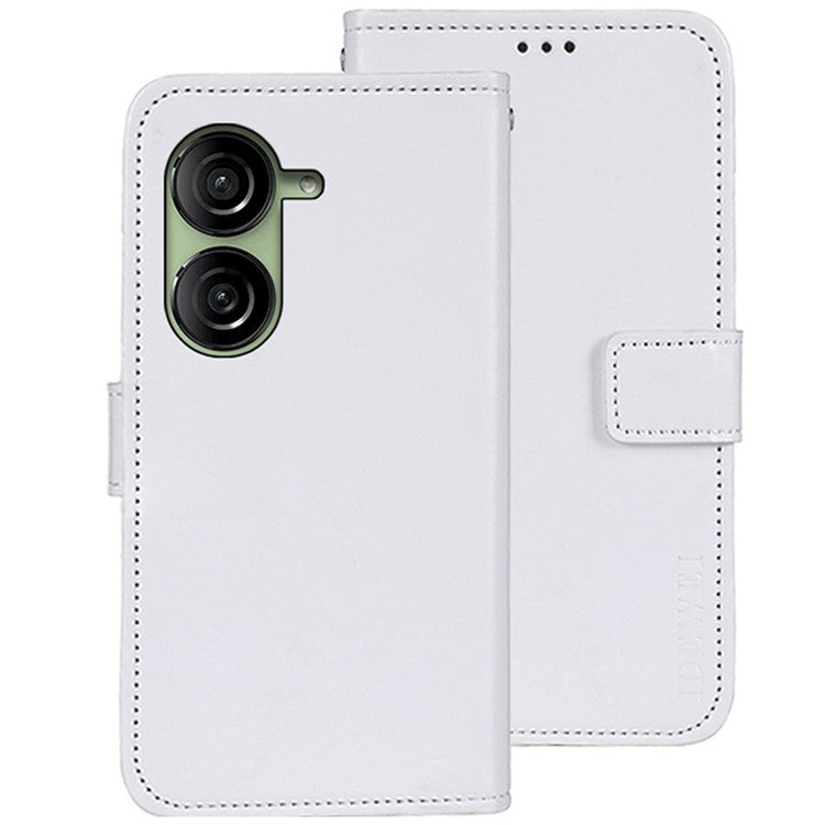 IDEWEI Wallet Phone Case for Asus Zenfone 10 5G Crazy Horse Texture Anti-Drop Leather Flip Cover - White