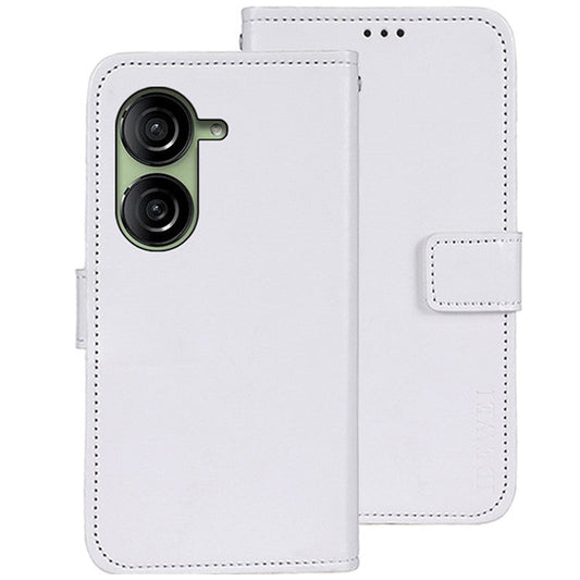 IDEWEI Wallet Phone Case for Asus Zenfone 10 5G Crazy Horse Texture Anti-Drop Leather Flip Cover - White