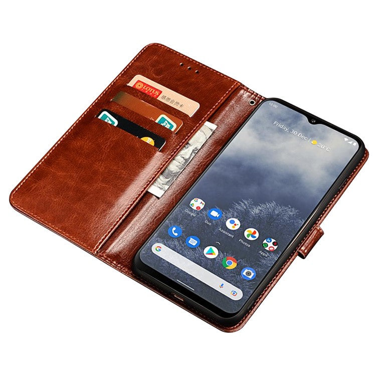 IDEWEI Wallet Phone Case for Asus Zenfone 10 5G Crazy Horse Texture Anti-Drop Leather Flip Cover - Red
