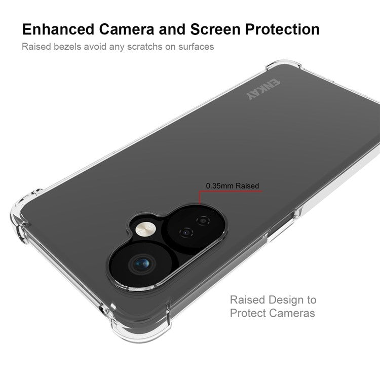 ENKAY HAT PRINCE For OnePlus Nord CE3 5G Anti-slip TPU Case Clear Phone Cover with High Aluminium-silicon Glass Screen Film