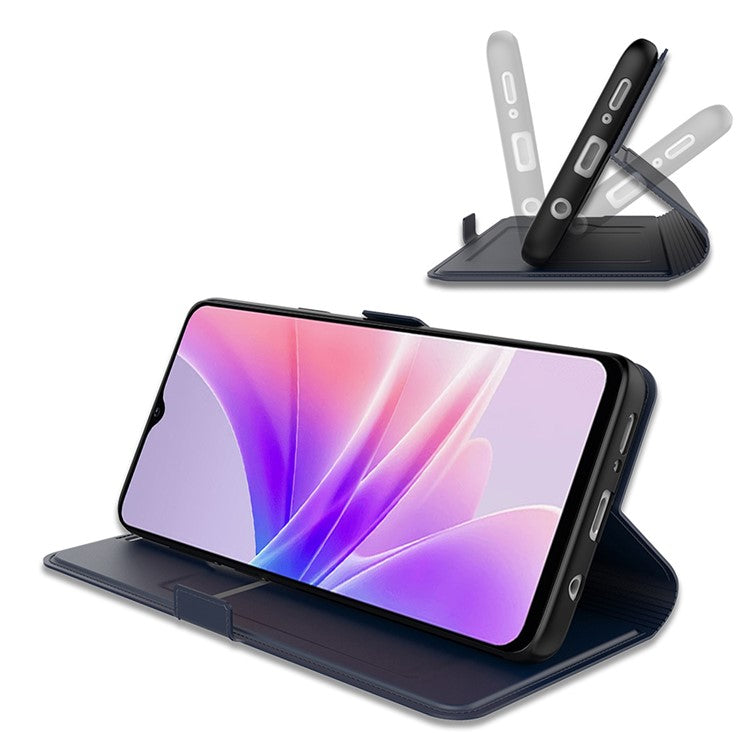 For vivo X Fold2 Anti-Scratch Shell Flip Phone Cover Card Slot PU Leather Stand Full Protection Phone Case - Blue