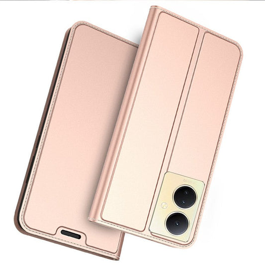 For vivo V29 Lite 5G Card Slot PU Leather Flip Phone Cover Stand Shell Full Protection Phone Case - Rose Gold
