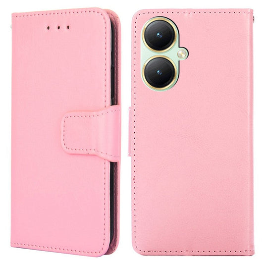 For vivo Y35+ 5G / Y35m+ 5G Wallet Stand Textured PU Leather Smartphone Case Anti-scratch Phone Cover - Pink