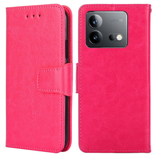 For vivo iQOO Neo8 Pro 5G / iQOO Neo8 5G Wallet Stand Case Anti-scratch Textured PU Leather Phone Cover - Rose