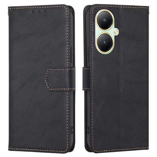 For vivo Y35m+ 5G / Y35+ 5G PU Leather Stand Cell Phone Case RFID Blocking Wallet Phone Cover - Black